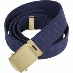 Rothco Navy Blue - Military Web Belt With Gold Brass Buckle