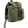 Rothco Olive Drab - Vintage Army Style Backpack With Leather Strap - Stonewashed Bags