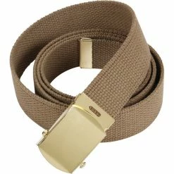 Rothco Coyote Tan - Military Web Belt With Brass Buckle 4177 54 In.