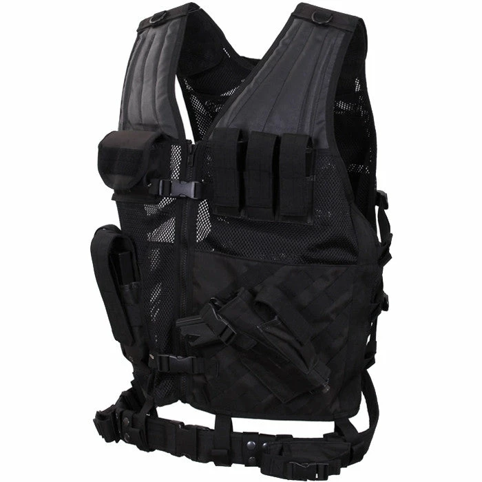 Rothco Vests Black - Oversized MOLLE Compatible Cross Draw Tactical Vest 3 Rothco Vests Black - Oversized MOLLE Compatible Cross Draw Tactical Vest