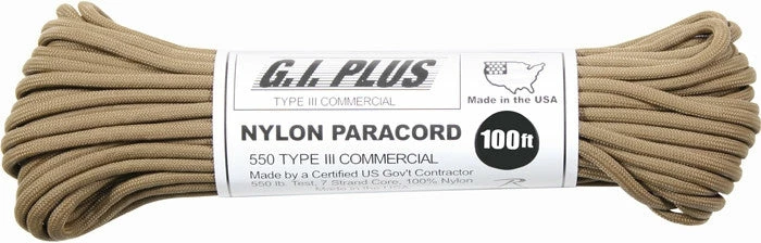 Rothco Coyote Brown - Military Grade 550 LB Tested Type III Paracord Rope 100' - Nylon USA Made Paracord / Rope / Rappelling Gear 3 Rothco Coyote Brown - Military Grade 550 LB Tested Type III Paracord Rope 100' - Nylon USA Made Paracord / Rope / Rappelling Gear