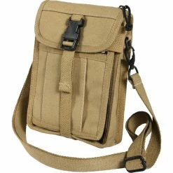 Army Navy Store Khaki - Tactical Canvas Travel Portfolio Shoulder Bag