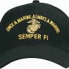 Rothco Black - ONCE A MARINE ALWAYS A MARINE Adjustable Cap With Globe And Anchor Emblem 1 Rothco Black - ONCE A MARINE ALWAYS A MARINE Adjustable Cap With Globe And Anchor Emblem