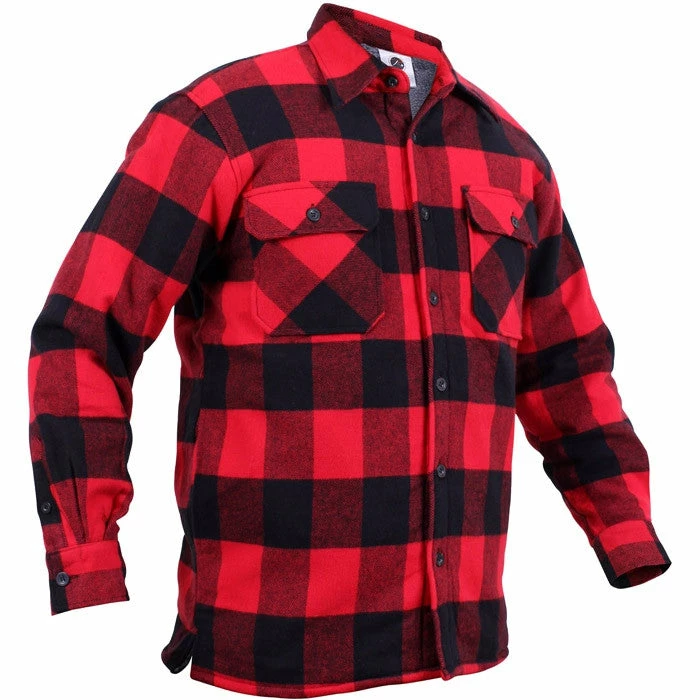 Rothco Jackets / Coats Red Black Buffalo Plaid - Sherpa Lined Flannel Jacket 4 Rothco Jackets / Coats Red Black Buffalo Plaid - Sherpa Lined Flannel Jacket
