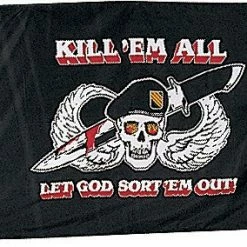 Rothco Black - KILL 'EM ALL Flag With Skull And Wing Emblem 3' X 5'