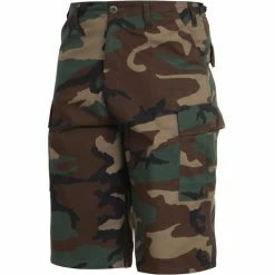 Rothco Woodland Camouflage - Military Long Cargo BDU Shorts - Polyester Cotton Twill