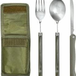 Rothco Military GI Style 3 In 1 Chow Kit With Fork Spoon Knife & Pouch Camping / Survival Gear