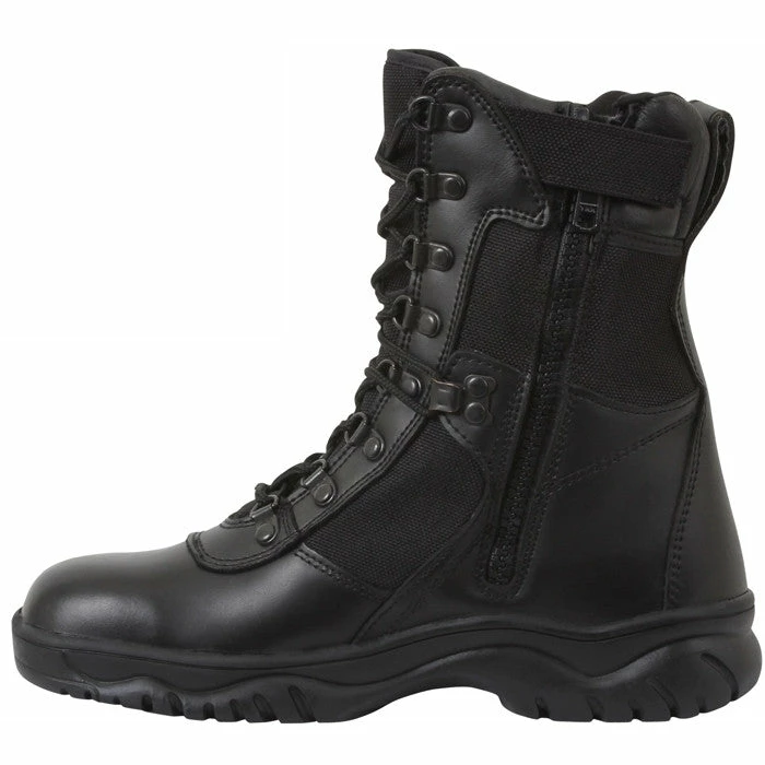 Rothco Black - Public Safety Slip Resistant Forced Entry Tactical Boots With Side Zipper - Leather 8 In. 4 Rothco Black - Public Safety Slip Resistant Forced Entry Tactical Boots With Side Zipper - Leather 8 In.