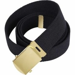 Rothco Black - Military Web Belt With Gold Brass Buckle