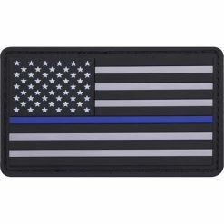Rothco Patches Subdued PVC Thin Blue Line Support The Police US Flag Patch 1-7/8" X 3-3/8"