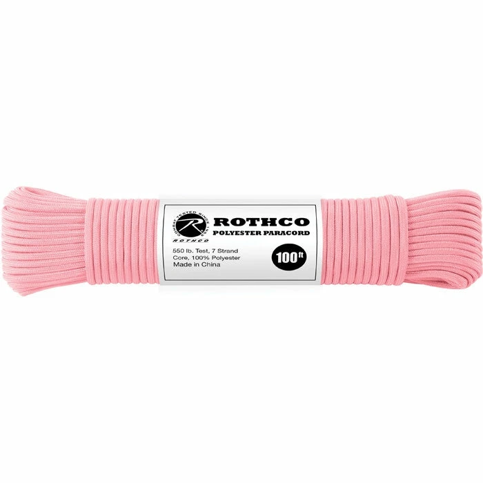 Rothco Rose Pink - Polyester 550 LB Tested 100 Feet Paracord Rope Paracord / Rope / Rappelling Gear 3 Rothco Rose Pink - Polyester 550 LB Tested 100 Feet Paracord Rope Paracord / Rope / Rappelling Gear