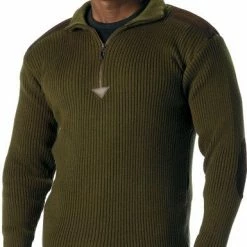 Rothco Olive Drab - Military Style Commando Sweater With Zipper - Acrylic Sweaters / Hoodies