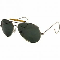Army Navy Store Sunglasses / Goggles / Optics Green Lenses - US Air Force Style Aviator Suglasses With Case