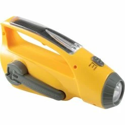 Army Navy Store Yellow - Solar Powered Radio & LED Flashlight With Power Crank