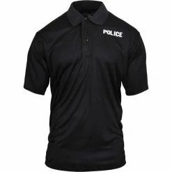 Rothco Shirts Black - POLICE Moisture Wicking Golf Shirt