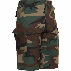 Rothco Woodland Camouflage - Military Long Cargo BDU Shorts - Polyester Cotton Twill