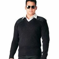 Rothco Sweaters / Hoodies Black - Military GI Style V-Neck Commando Sweater - Acrylic