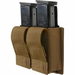 Rothco Coyote Brown - Tactical MOLLE Double 9MM Pistol Mag Pouch & Inserts Law Enforcement Gear