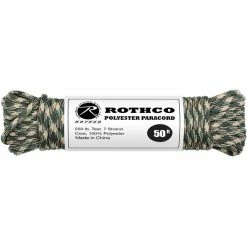 Rothco Woodland Camouflage - Polyester 550 LB Tested 50 Feet Paracord Rope Paracord / Rope / Rappelling Gear