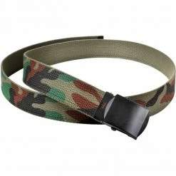 Rothco Woodland Camouflage - Military Web Belt With Black Buckle Belts / Suspenders
