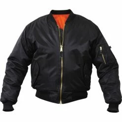 Rothco Black - Air Force MA-1 Bomber Flight Jacket With Concealed Carry Gun Pockets Jackets / Coats