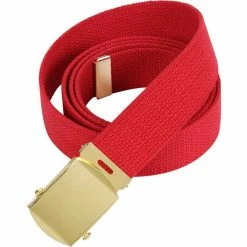 Rothco Red - Military Web Belt With Brass Buckle 4177 54 In.