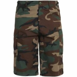 Rothco Woodland Camouflage - Military Long Cargo BDU Shorts - Polyester Cotton Twill