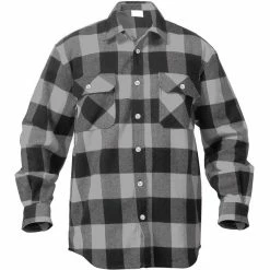 Rothco Shirts Grey Black - Buffalo Plaid Extra Heavyweight Brawny Flannel Shirt