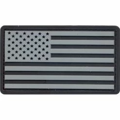 Rothco Silver Black - PVC US Flag Patch With Hook Back