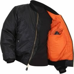 Rothco Black - Air Force MA-1 Bomber Flight Jacket With Concealed Carry Gun Pockets Jackets / Coats