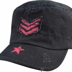Army Navy Store Headwear Black - Womens Adjustable Vintage Fatigue Cap - With Pink ''Breast Cancer'' Ribbon 7 Army Navy Store Headwear Black - Womens Adjustable Vintage Fatigue Cap - With Pink ''Breast Cancer'' Ribbon