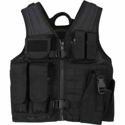 Army Navy Store Vests Black - Kids MOLLE Compatible Cross Draw Tactical Vest