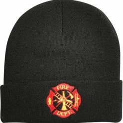 Rothco Black - Deluxe FIRE DEPT Embroidered Watch Cap With Emblem Headwear