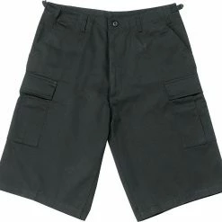Rothco Black - Military Long Cargo BDU Shorts - Polyester Cotton Twill
