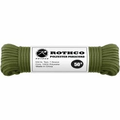 Rothco Olive Drab - Polyester 550 LB Tested 50 Feet Paracord Rope Paracord / Rope / Rappelling Gear