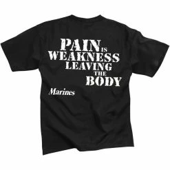 Rothco Shirts Black - MARINES PAIN IS WEAKNESS LEAVING THE BODY T-Shirt