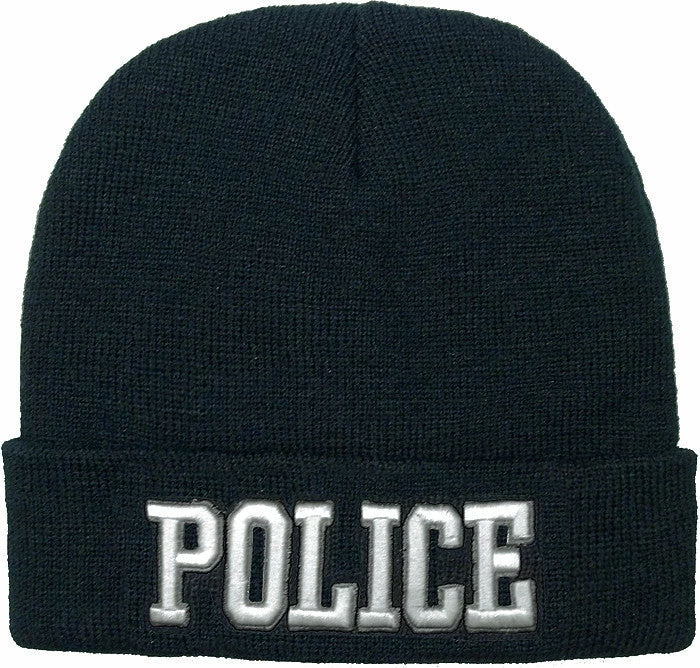 Rothco Headwear Black - Deluxe POLICE Embroidered Watch Cap With White Lettering 3 Rothco Headwear Black - Deluxe POLICE Embroidered Watch Cap With White Lettering