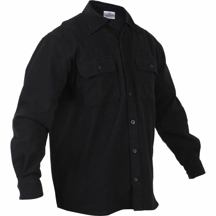Rothco Shirts Black - Heavy Weight Solid Flannel Shirt 4 Rothco Shirts Black - Heavy Weight Solid Flannel Shirt