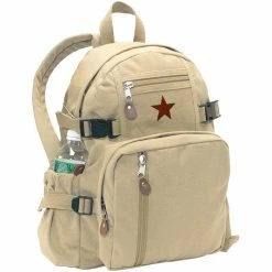 Rothco Khaki - Vintage Military Backpack With Red China Star Emblem Bags