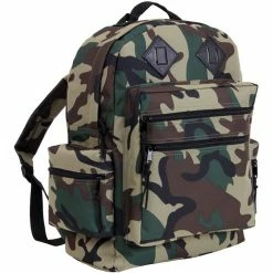 Army Navy Store Bags Woodland Camouflage - Water Resistant Deluxe Travel Day Pack - Nylon