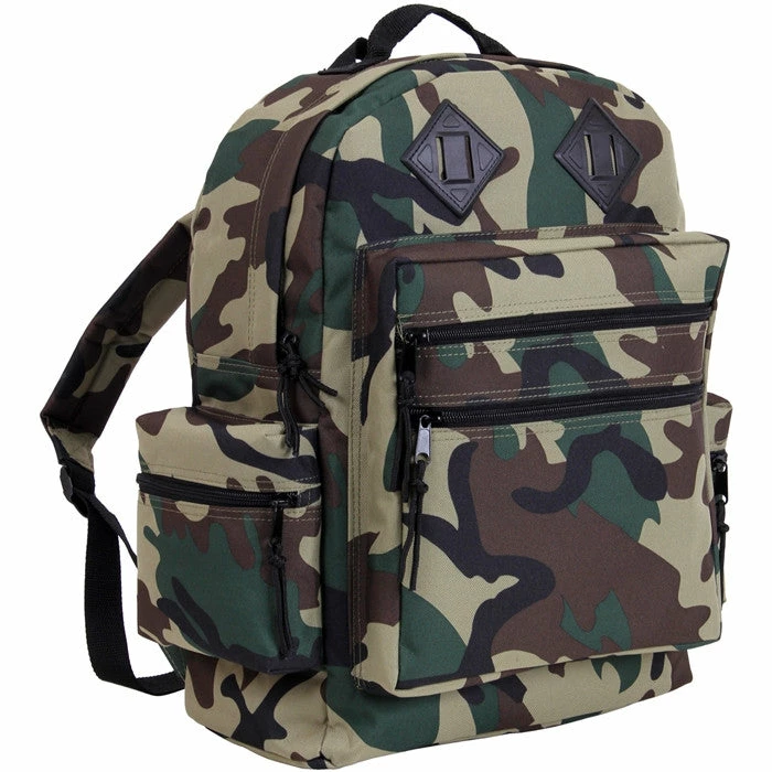 Army Navy Store Bags Woodland Camouflage - Water Resistant Deluxe Travel Day Pack - Nylon 4 Army Navy Store Bags Woodland Camouflage - Water Resistant Deluxe Travel Day Pack - Nylon