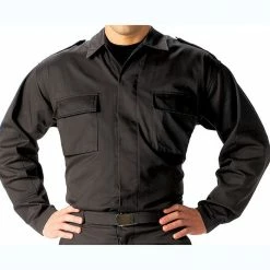 Rothco Black - Long Sleeve Tactical BDU Shirt - Polyester Cotton Twill