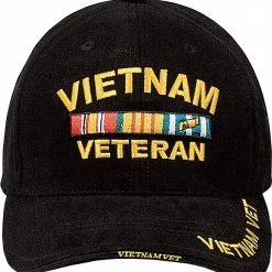 Rothco Black - VIETNAM VETERAN Low Profile Deluxe Adjustable Cap Headwear