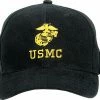 Rothco Black - USMC Adjustable Cap With Globe And Anchor Emblem Headwear