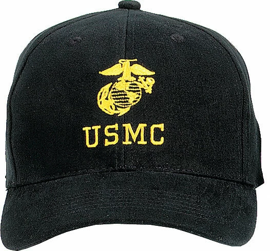 Rothco Black - USMC Adjustable Cap With Globe And Anchor Emblem Headwear 3 Rothco Black - USMC Adjustable Cap With Globe And Anchor Emblem Headwear