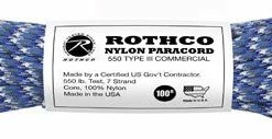 Rothco Paracord / Rope / Rappelling Gear Blue Camouflage - Military Grade 550 LB Tested Type III Paracord Rope 100' - Nylon USA Made