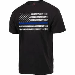Rothco Shirts Black - Thin Blue Line American Flag Law Enforcement T-Shirt