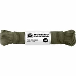 Rothco Paracord / Rope / Rappelling Gear Olive Drab - Polyester 550 LB Tested 100 Feet Paracord Rope