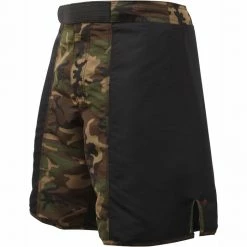 Rothco Black Woodland Camouflage - Two Tone MMA Fighting Shorts