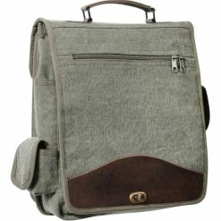 Army Navy Store Vintage Olive Drab - Vintage Canvas M-51 Engineers Field Journey Bag With Leather Accents